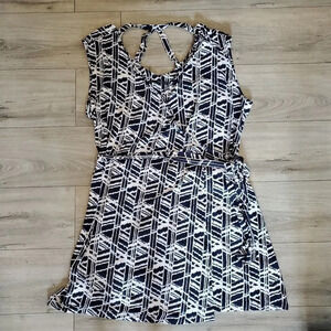 Tart Womens Abstract Print A Line Faux Wrap Dress White Blue Plus Size 4…